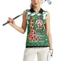 Giraffe Autism Women Sleeveless Polo Shirt Seeing The World From Different Angles - Wonder Print Shop