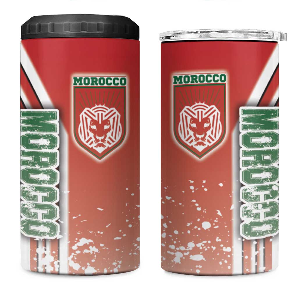 Morocco Football 4 in 1 Can Cooler Tumbler Atlas Lions Soccer - Road To Champion