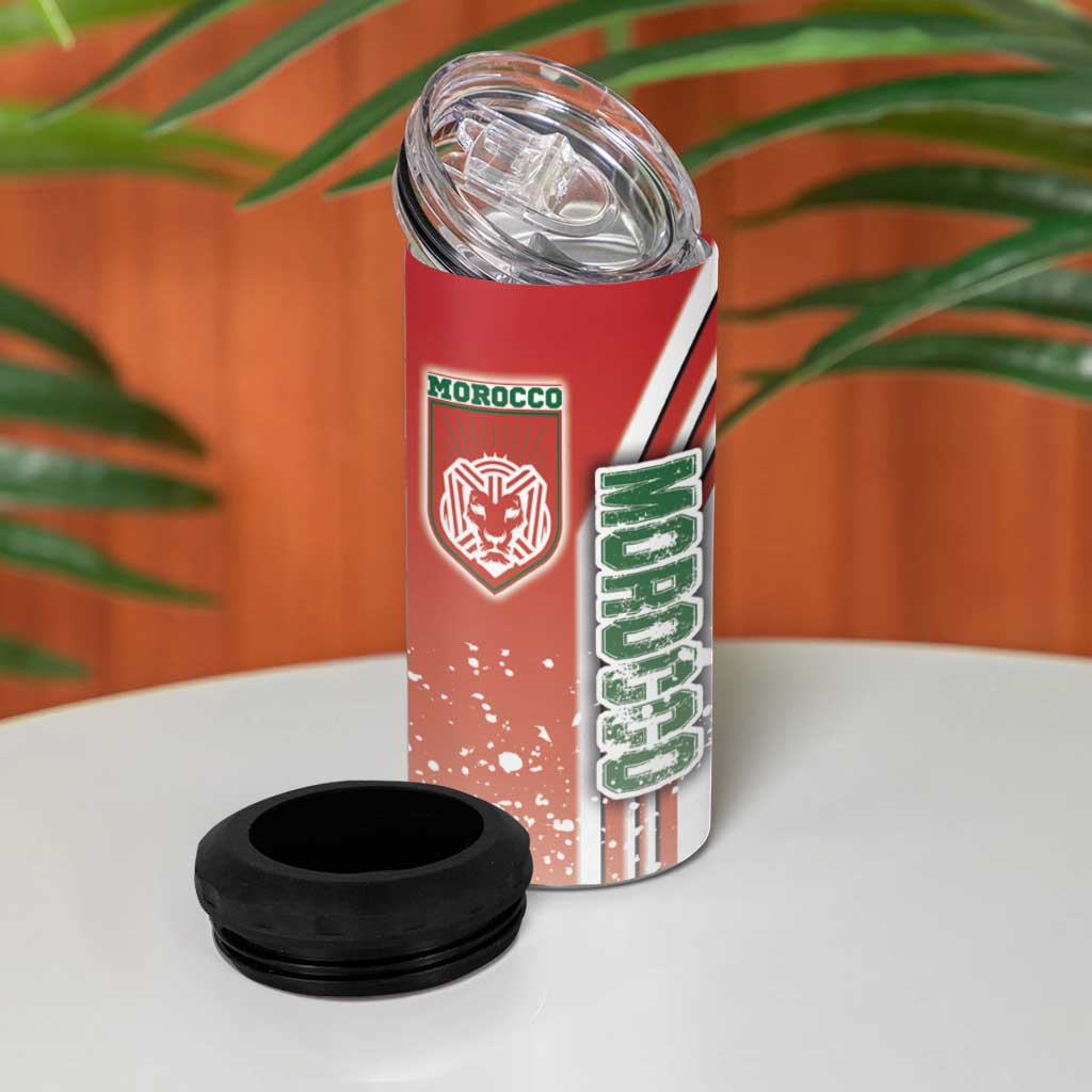 Morocco Football 4 in 1 Can Cooler Tumbler Atlas Lions Soccer - Road To Champion