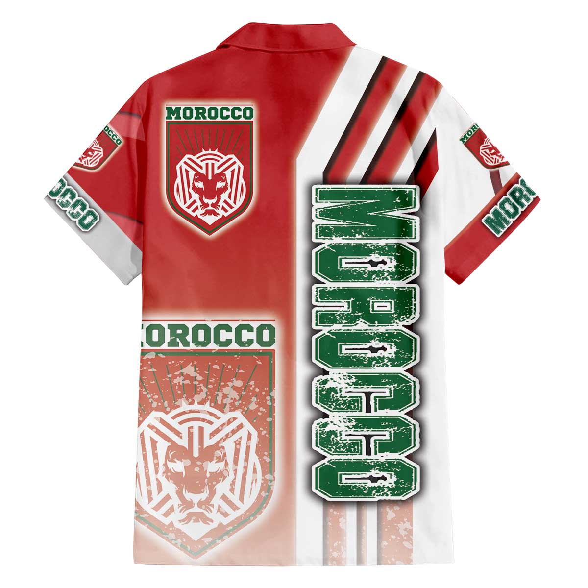 Morocco Football Family Matching Off The Shoulder Long Sleeve Dress and Hawaiian Shirt Atlas Lions Soccer - Road To Champion