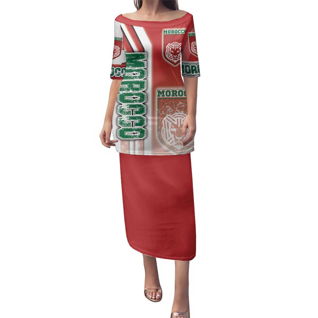 Morocco Football Family Matching Puletasi and Hawaiian Shirt Atlas Lions Soccer - Road To Champion