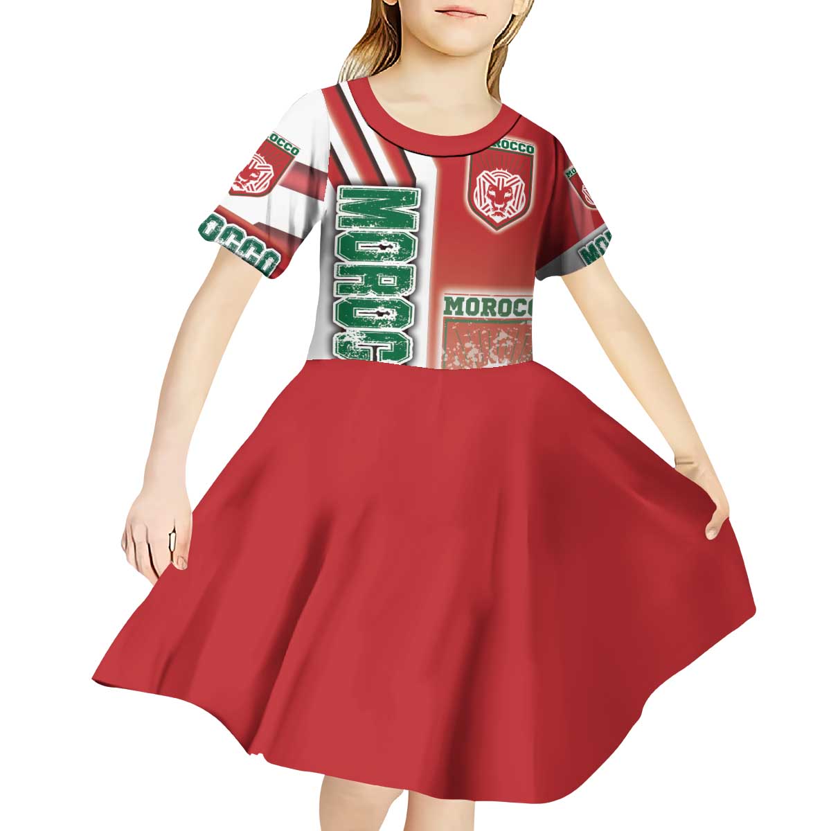 Morocco Football Kid Short Sleeve Dress Atlas Lions Soccer - Road To Champion