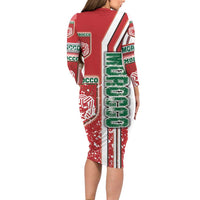 Morocco Football Long Sleeve Bodycon Dress Atlas Lions Soccer - Road To Champion