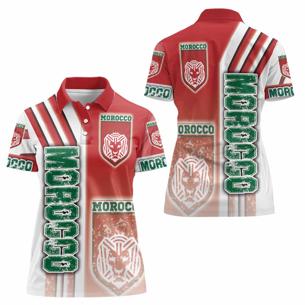 Morocco Football Women Polo Shirt Atlas Lions Soccer - Road To Champion