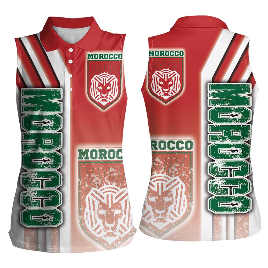 Morocco Football Women Sleeveless Polo Shirt Atlas Lions Soccer - Road To Champion