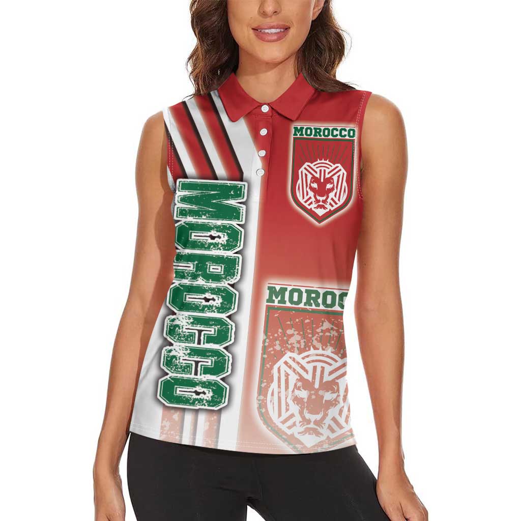 Morocco Football Women Sleeveless Polo Shirt Atlas Lions Soccer - Road To Champion