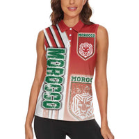 Morocco Football Women Sleeveless Polo Shirt Atlas Lions Soccer - Road To Champion