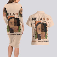 Melanin Every Shade Slays Couples Matching Long Sleeve Bodycon Dress and Hawaiian Shirt African Women