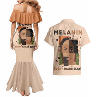 Melanin Every Shade Slays Couples Matching Mermaid Dress and Hawaiian Shirt African Women