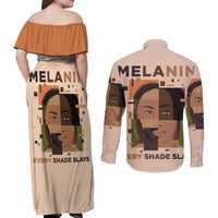Melanin Every Shade Slays Couples Matching Off Shoulder Maxi Dress and Long Sleeve Button Shirt African Women