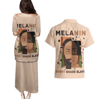 Melanin Every Shade Slays Couples Matching Puletasi and Hawaiian Shirt African Women