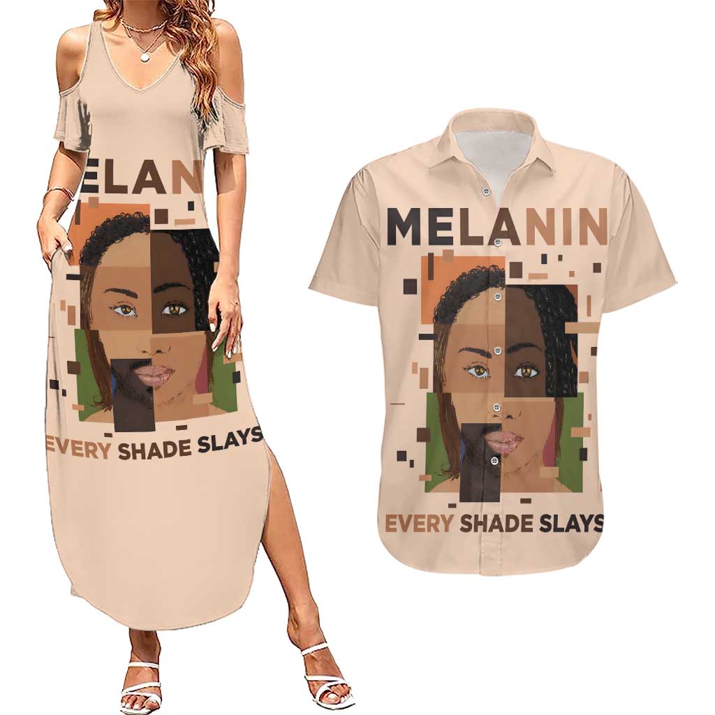 Melanin Every Shade Slays Couples Matching Summer Maxi Dress and Hawaiian Shirt African Women