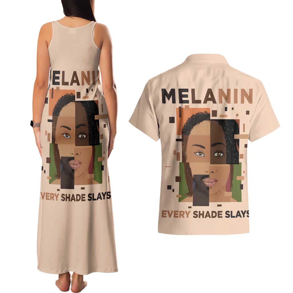 Melanin Every Shade Slays Couples Matching Tank Maxi Dress and Hawaiian Shirt African Women