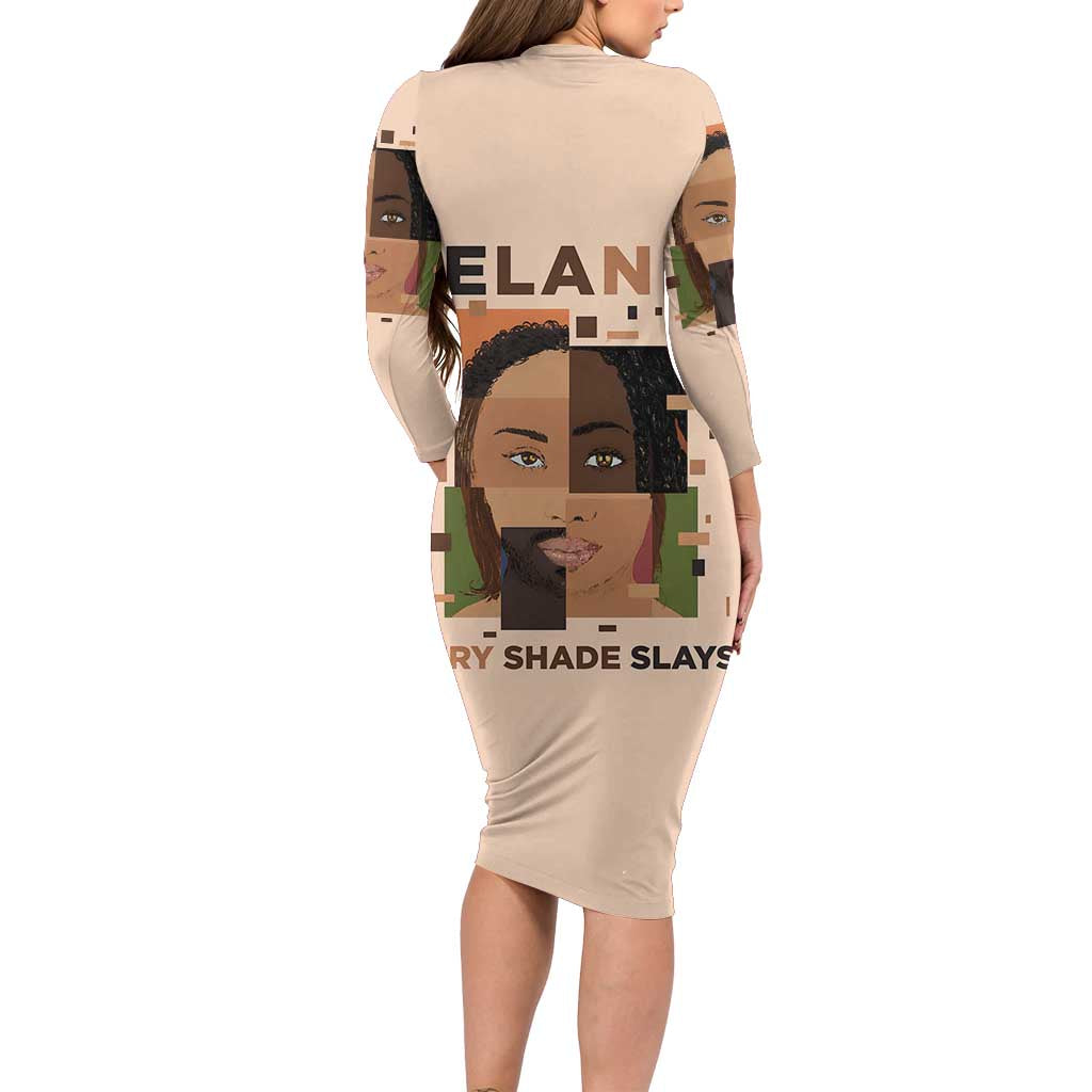Melanin Every Shade Slays Family Matching Long Sleeve Bodycon Dress and Hawaiian Shirt African Women