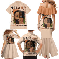 Melanin Every Shade Slays Family Matching Mermaid Dress and Hawaiian Shirt African Women