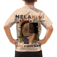 Melanin Every Shade Slays Family Matching Off The Shoulder Long Sleeve Dress and Hawaiian Shirt African Women