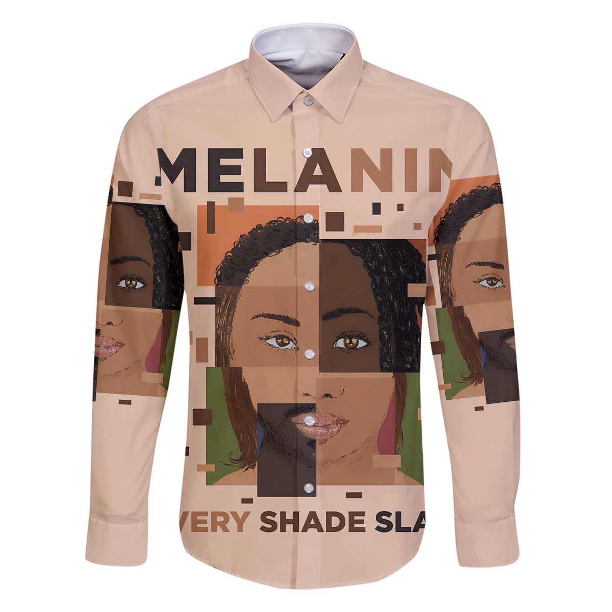 Melanin Every Shade Slays Family Matching Off The Shoulder Long Sleeve Dress and Hawaiian Shirt African Women