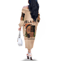 Melanin Every Shade Slays Family Matching Off The Shoulder Long Sleeve Dress and Hawaiian Shirt African Women