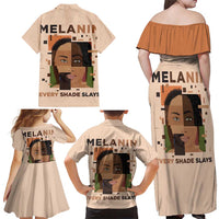Melanin Every Shade Slays Family Matching Off Shoulder Maxi Dress and Hawaiian Shirt African Women