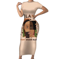 Melanin Every Shade Slays Family Matching Short Sleeve Bodycon Dress and Hawaiian Shirt African Women