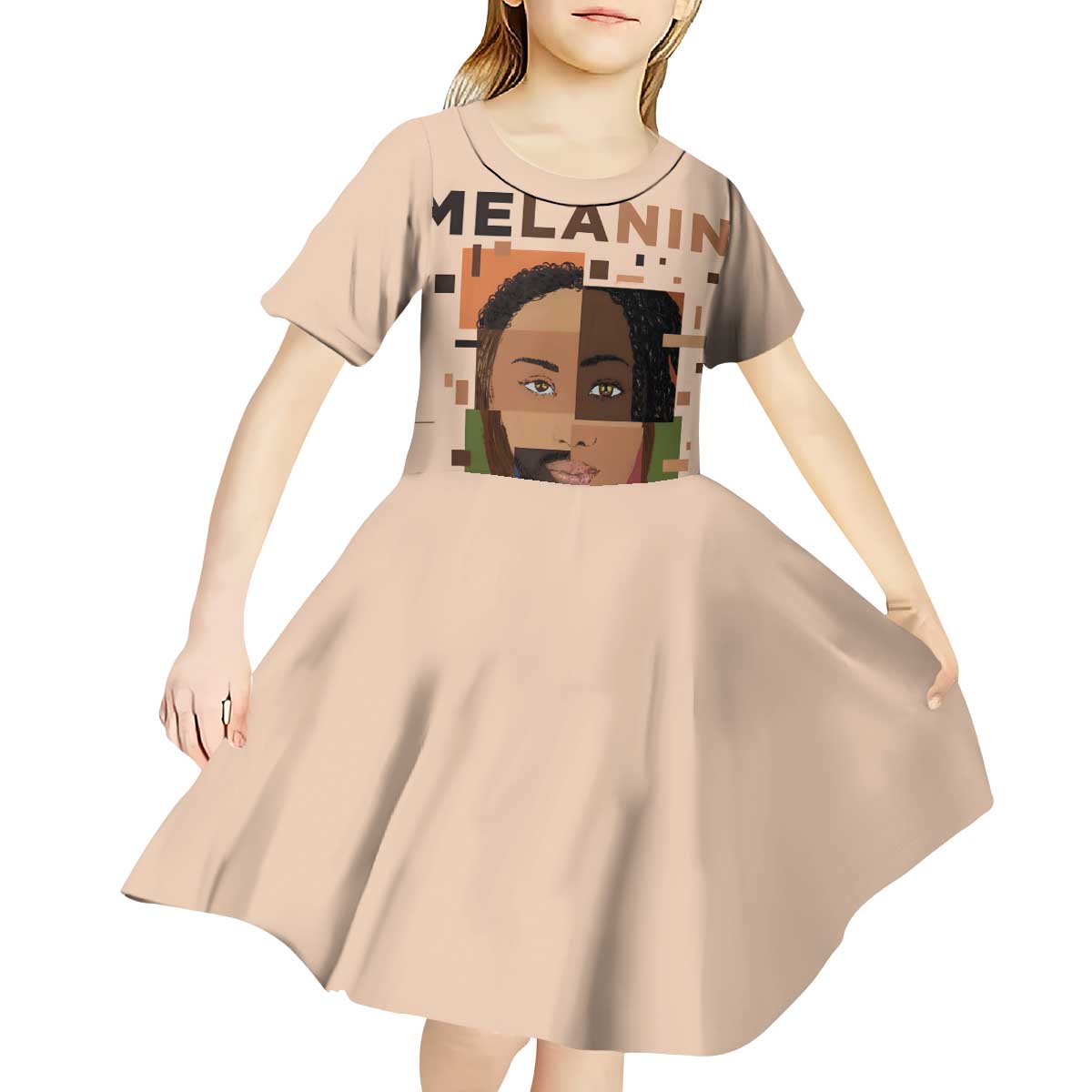 Melanin Every Shade Slays Kid Short Sleeve Dress African Women