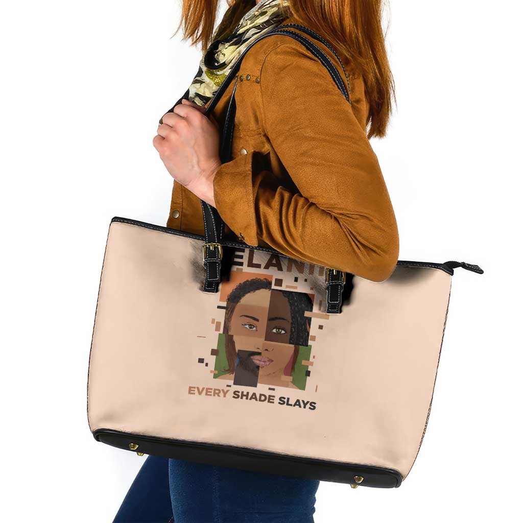 Melanin Every Shade Slays Leather Tote Bag African Women