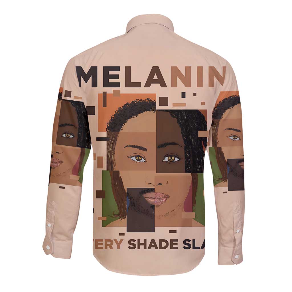 Melanin Every Shade Slays Long Sleeve Button Shirt African Women
