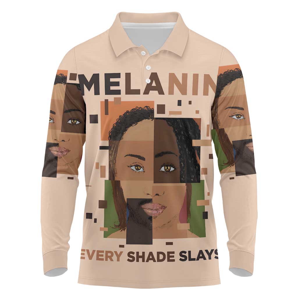 Melanin Every Shade Slays Long Sleeve Polo Shirt African Women