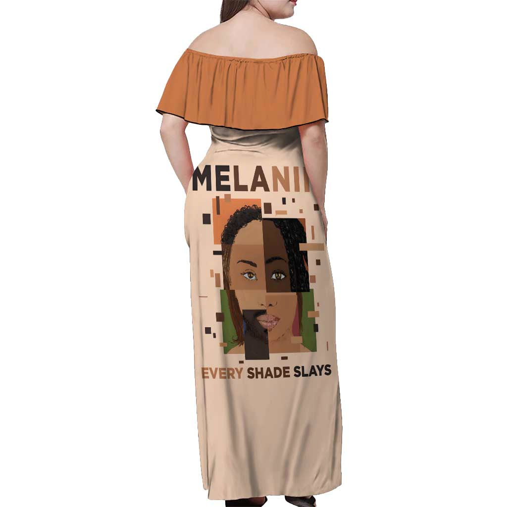 Melanin Every Shade Slays Off Shoulder Maxi Dress African Women