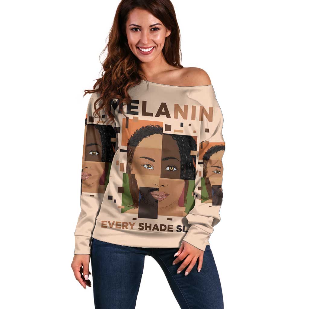 Melanin Every Shade Slays Off Shoulder Sweater African Women