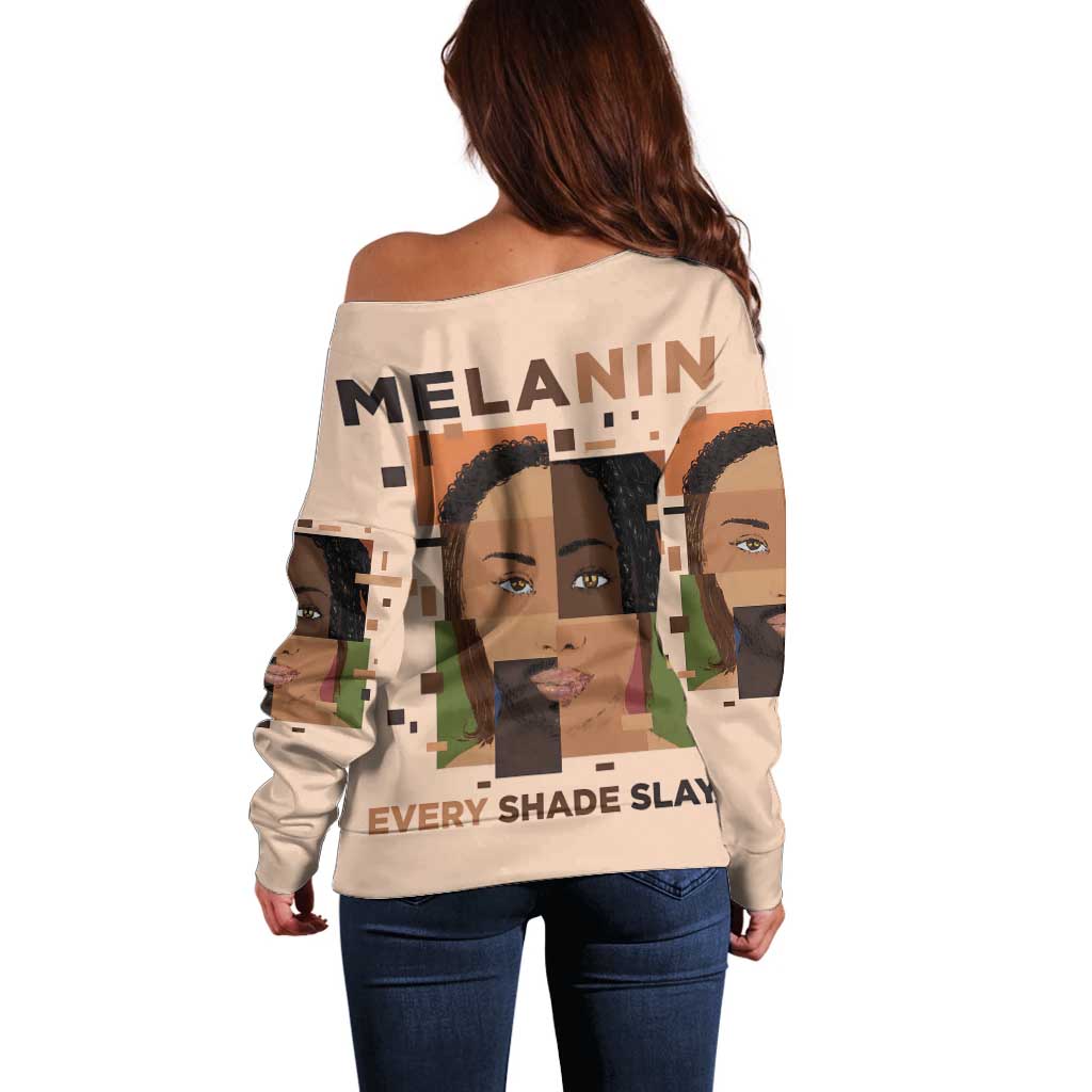Melanin Every Shade Slays Off Shoulder Sweater African Women