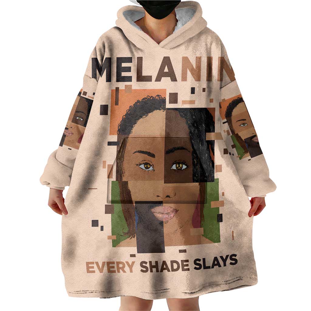 Melanin Every Shade Slays Wearable Blanket Hoodie African Women