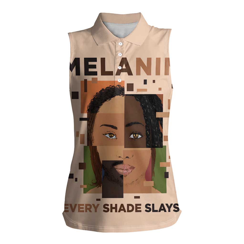 Melanin Every Shade Slays Women Sleeveless Polo Shirt African Women