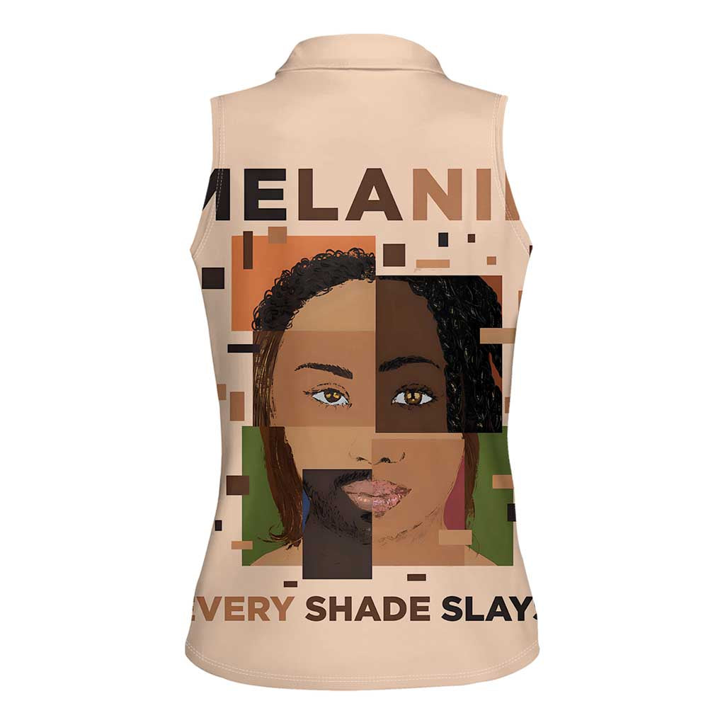 Melanin Every Shade Slays Women Sleeveless Polo Shirt African Women