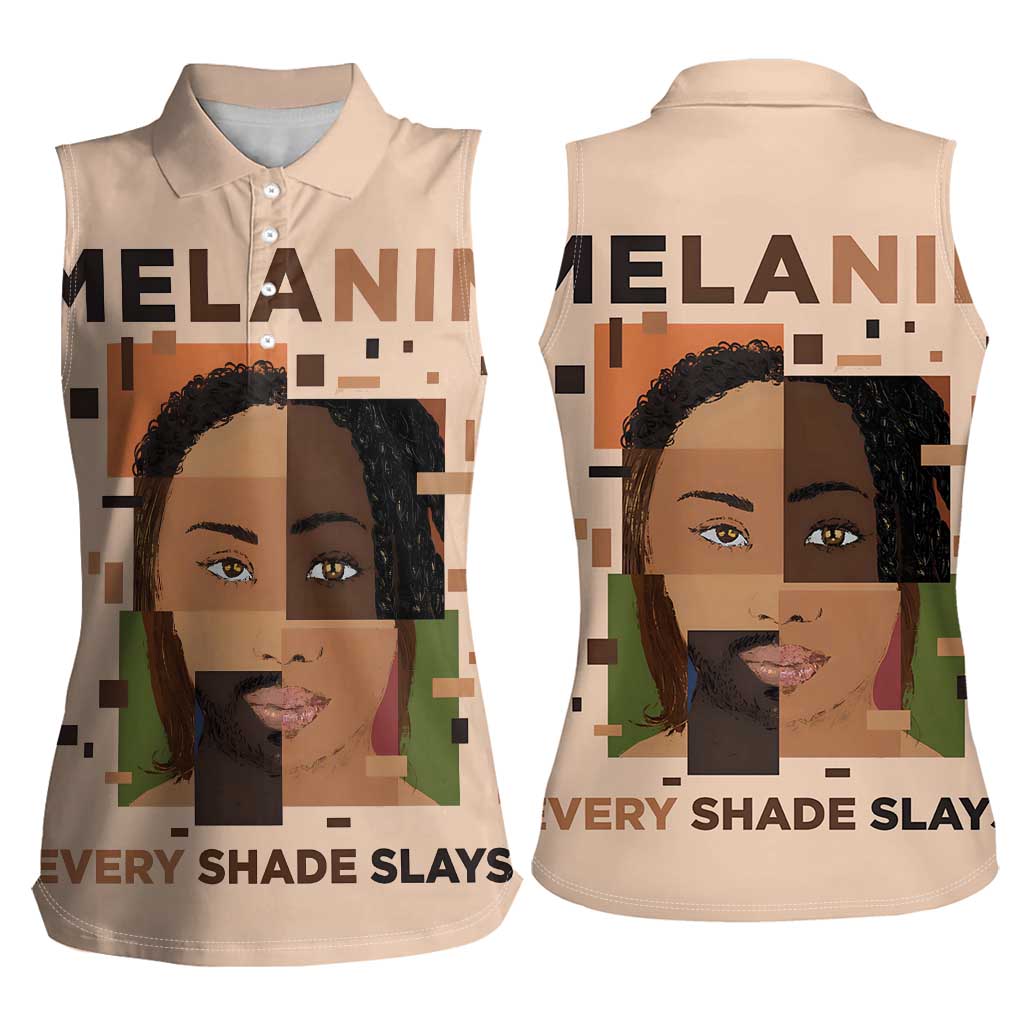 Melanin Every Shade Slays Women Sleeveless Polo Shirt African Women