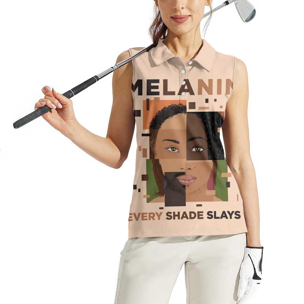 Melanin Every Shade Slays Women Sleeveless Polo Shirt African Women