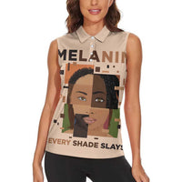 Melanin Every Shade Slays Women Sleeveless Polo Shirt African Women