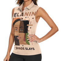 Melanin Every Shade Slays Women Sleeveless Polo Shirt African Women