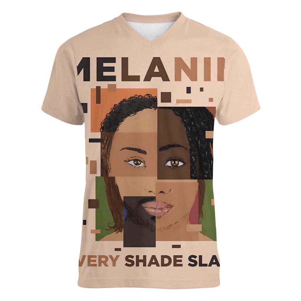 Melanin Every Shade Slays Women V-Neck T-Shirt African Women
