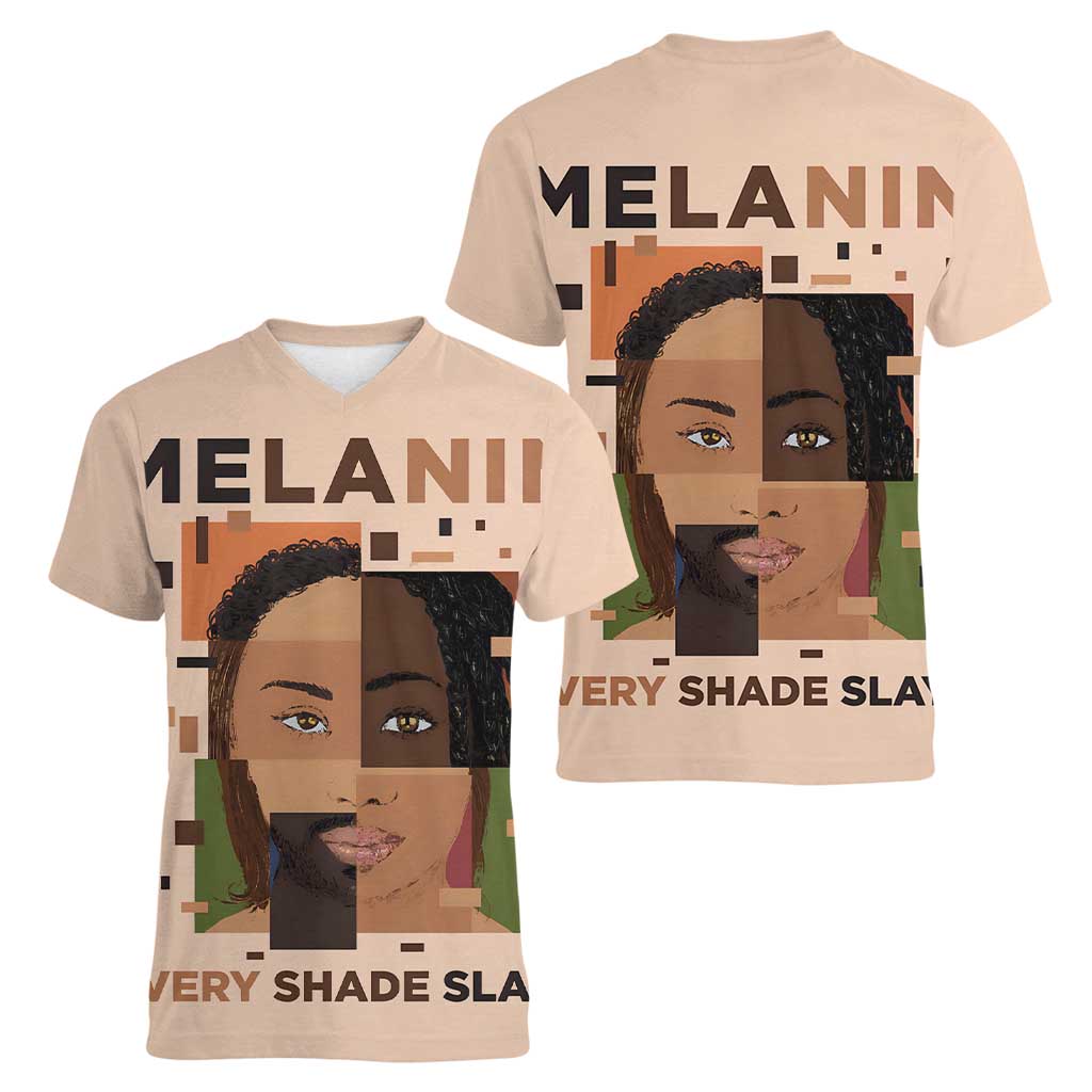 Melanin Every Shade Slays Women V-Neck T-Shirt African Women