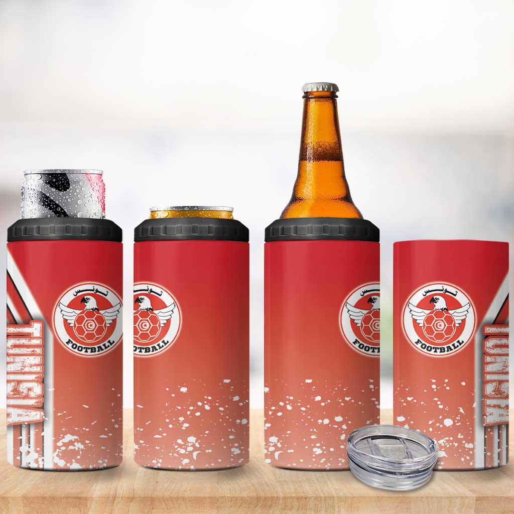 Tunisia Football 4 in 1 Can Cooler Tumbler Eagles of Carthage Soccer - Road To Champion