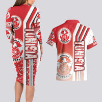 Tunisia Football Couples Matching Long Sleeve Bodycon Dress and Hawaiian Shirt Eagles of Carthage Soccer - Road To Champion