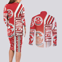 Tunisia Football Couples Matching Long Sleeve Bodycon Dress and Long Sleeve Button Shirt Eagles of Carthage Soccer - Road To Champion