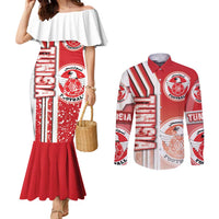 Tunisia Football Couples Matching Mermaid Dress and Long Sleeve Button Shirt Eagles of Carthage Soccer - Road To Champion
