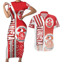 Tunisia Football Couples Matching Short Sleeve Bodycon Dress and Hawaiian Shirt Eagles of Carthage Soccer - Road To Champion