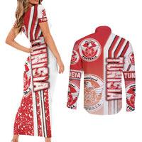 Tunisia Football Couples Matching Short Sleeve Bodycon Dress and Long Sleeve Button Shirt Eagles of Carthage Soccer - Road To Champion