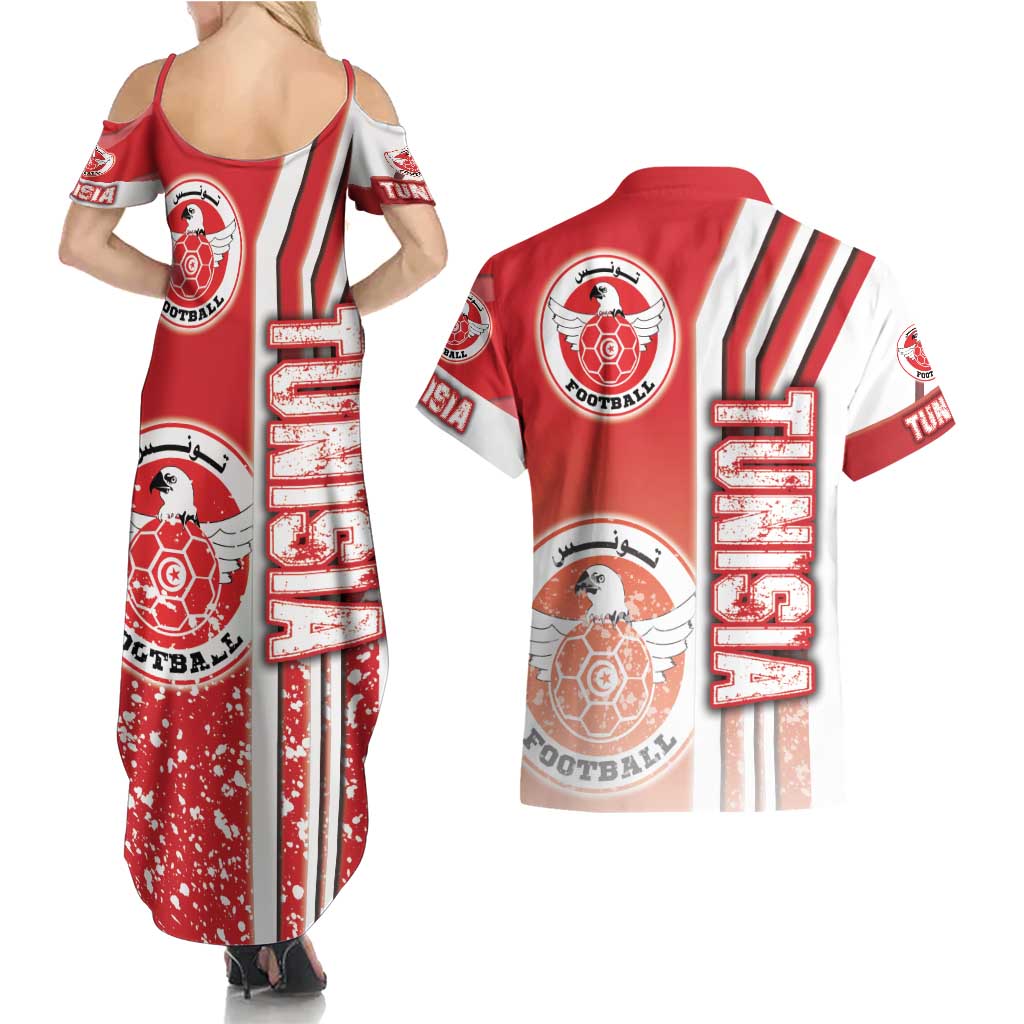 Tunisia Football Couples Matching Summer Maxi Dress and Hawaiian Shirt Eagles of Carthage Soccer - Road To Champion