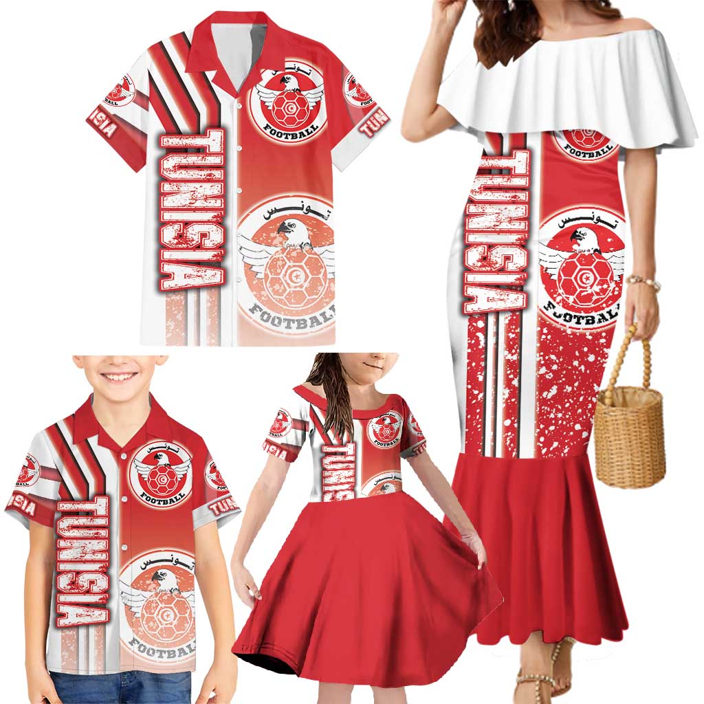 Tunisia Football Family Matching Mermaid Dress and Hawaiian Shirt Eagles of Carthage Soccer - Road To Champion