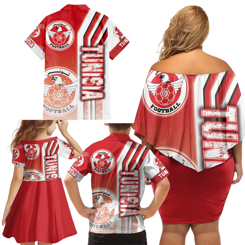 Tunisia Football Family Matching Off Shoulder Short Dress and Hawaiian Shirt Eagles of Carthage Soccer - Road To Champion