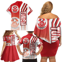 Tunisia Football Family Matching Off Shoulder Short Dress and Hawaiian Shirt Eagles of Carthage Soccer - Road To Champion